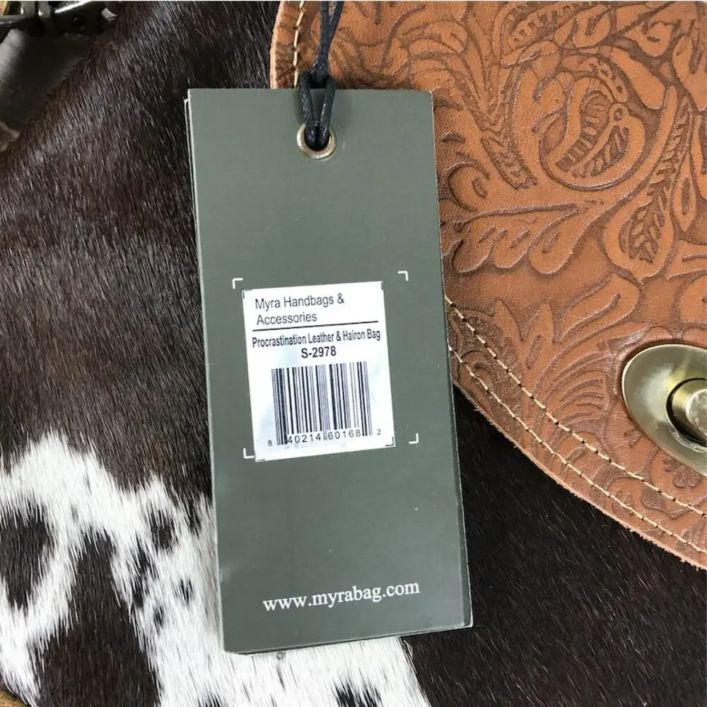 MYRA BAG Handcrafted Leather Cowhide Crossbody Brown Bag Unique Boho Cowgirl NWT